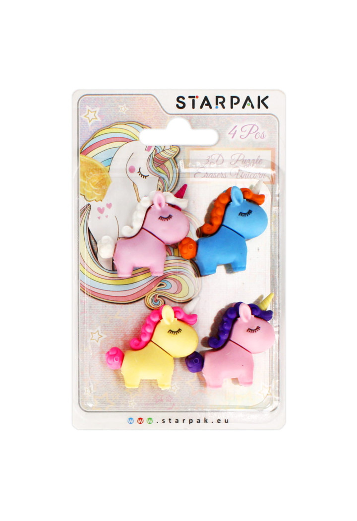 Radieră STARPAK Unicorn 4 buc