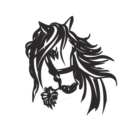 DECORMETAL Horse nástěnná ozdoba s květinou 30cm