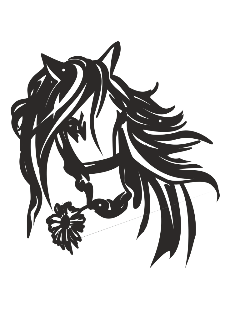 DECORMETAL Horse nástěnná ozdoba s květinou 30cm