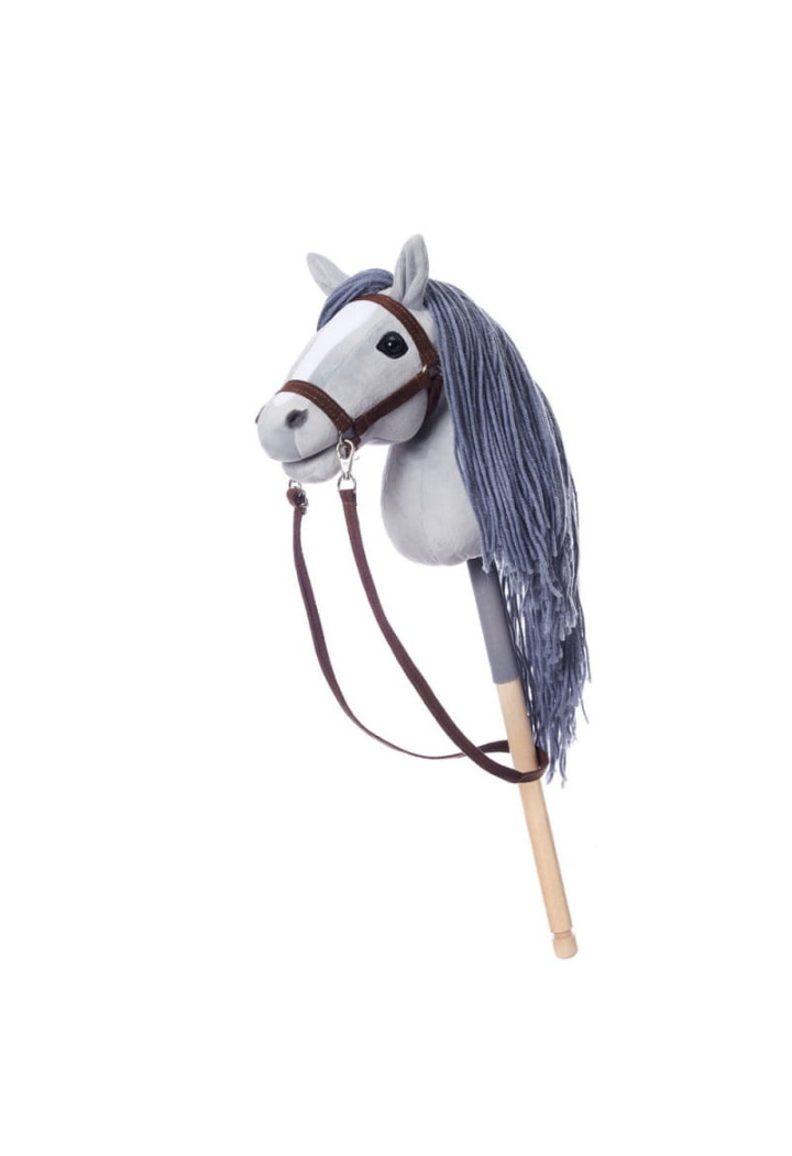 Horse on a HoppiHorse stick HobbyHorse A4 grey