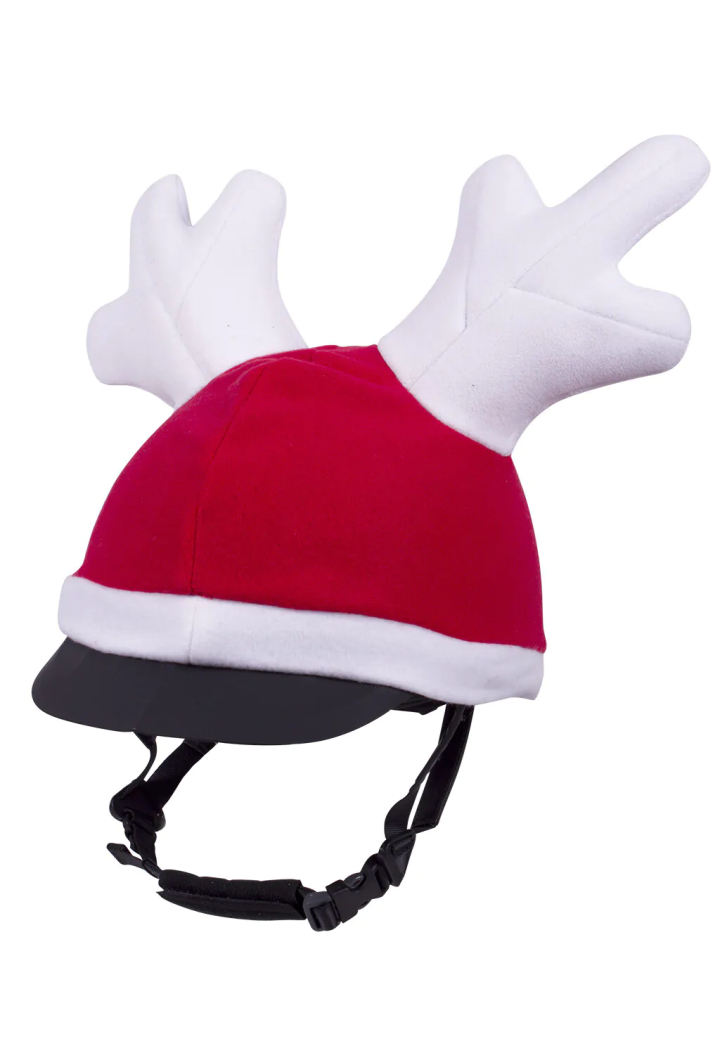 Cap on riding helmet QHP ReindeerChristmasHat
