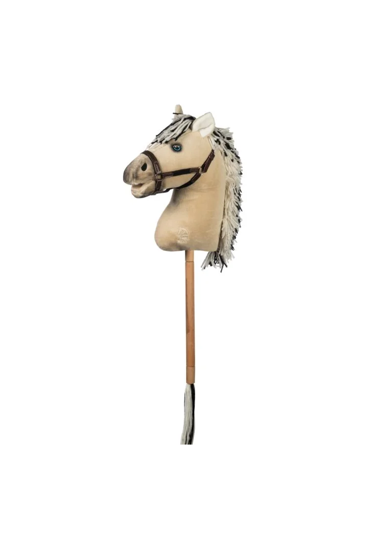 Kleines Pferd auf dem HKM Hobby Horse Premium Stick