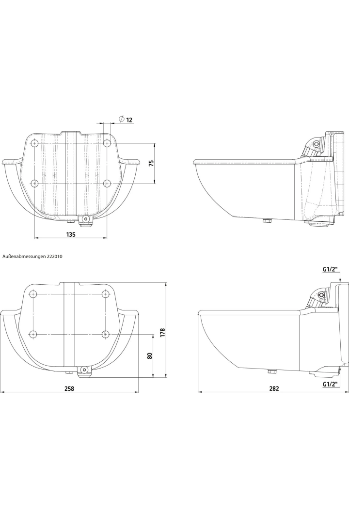 Tränke geheiztes Gusseisen KERBL H10, 80 W schwarz