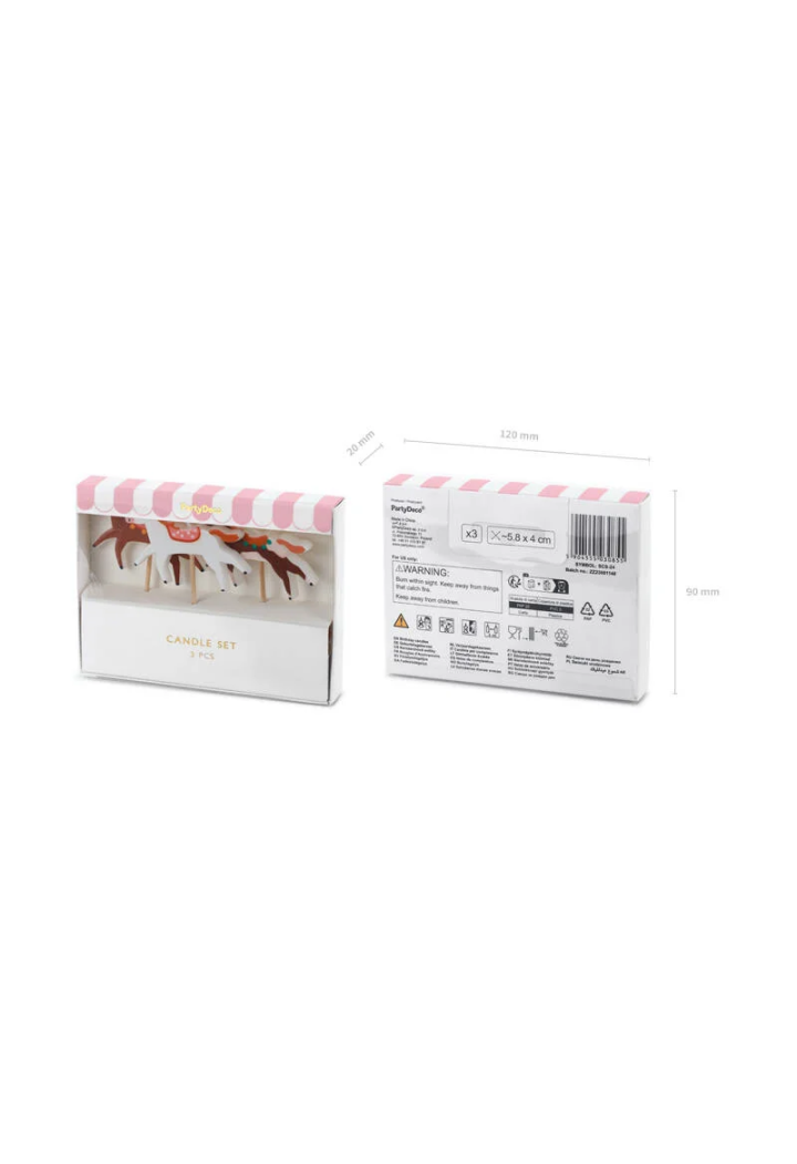Raccoglitori per torta candele PARTYDECO Konie 3 pcs