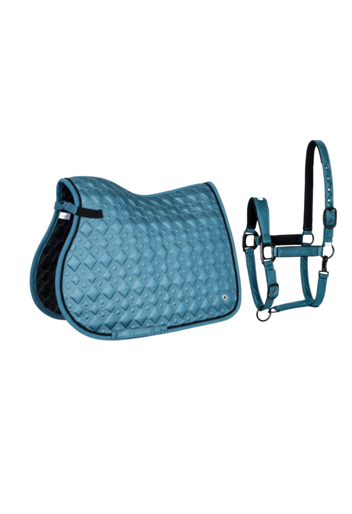 Saddle pad (VS) + Headcollar (PONY) EQ Stuttgart blue