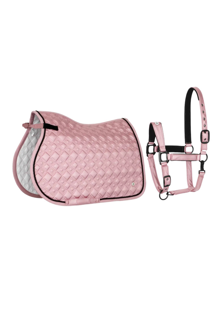 Saddle pad (VS) + Headcollar (PONY) EQ Stuttgart powder pink