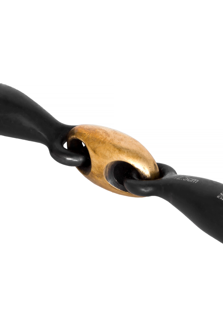 Eggbutt bit START Black Iron Double jointed with copper connector